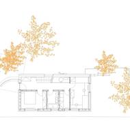 Půdorys přízemí ilustruje uspořádání a řazení místností.