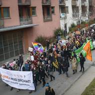 Fotografie z protestní akce Nechte Kliniku dýchat z roku 2016