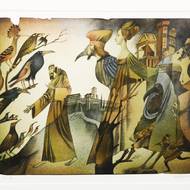 Litografie pozdrav Giottovi do Assisi (1986) je inspirovaná slavným italským malířem.