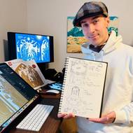 Vyřezávaný kovový betlém navrhl pro Nové Město na Moravě výtvarník Lukáš Tomek alias Tomski.