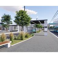 Přestupy na různé druhy veřejné dopravy budou kratší, rychlejší a bezbariérové (vizualizace).