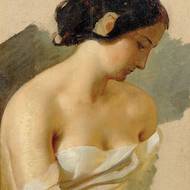 Studie dívčí hlavy (Josef Mánes; olej na papíře, 1842–45)