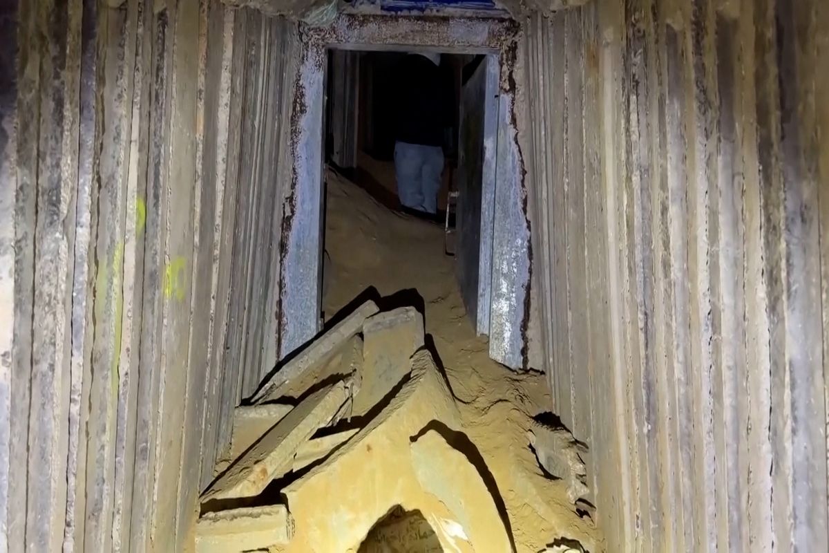 Pohled do jednoho z nejsložitějších podzemních tunelů v Gaze, který používaly špičky Hamásu