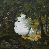 Choltický les u Pardubic / Na kraji dubového lesa (Bedřich Havránek; olej na plátně, kolem 1855)