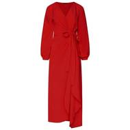 Červené šifonové zavinovací šaty s rozstřiženými rukávy, Martina Pipková Loudová, 7289 Kč
