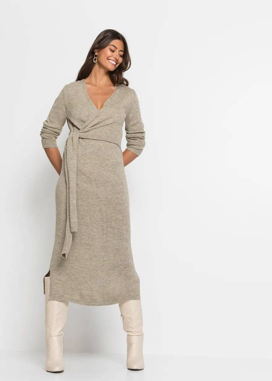 Pletené šaty v midi délce, Bonprix, 679 Kč