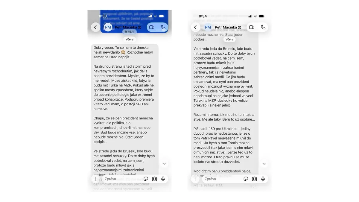 Policie odložila případ Macinkových SMS na Hrad