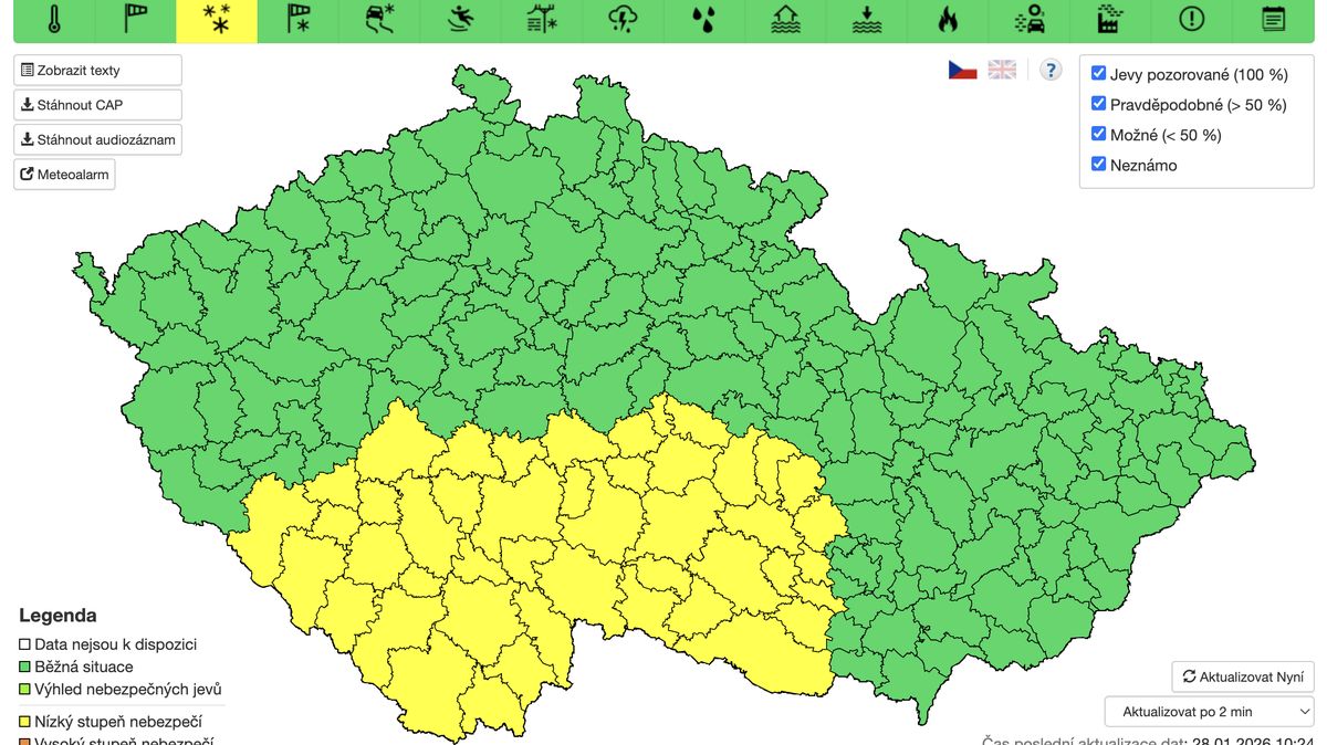 Meteorologové vydali výstrahu před sněžením