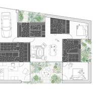 Plánek prozrazuje uspořádání místností v domě. 