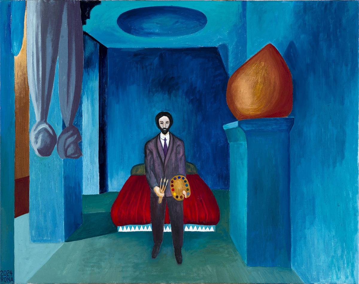 Obraz Jaroslava Róny s názvem James Ensor v Maroku na výstavě Tichý rozhovor