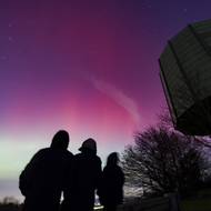 Pozorování polární záře na Essenem v Německu.