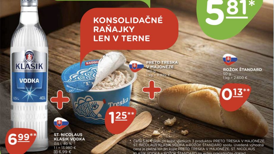 Slovenský řetězec dal akci na vodku k snídani. Utahujeme si z vládní konsolidace, brání se