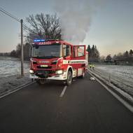 Požár nákladního automobilu u Krhové na Valašsku