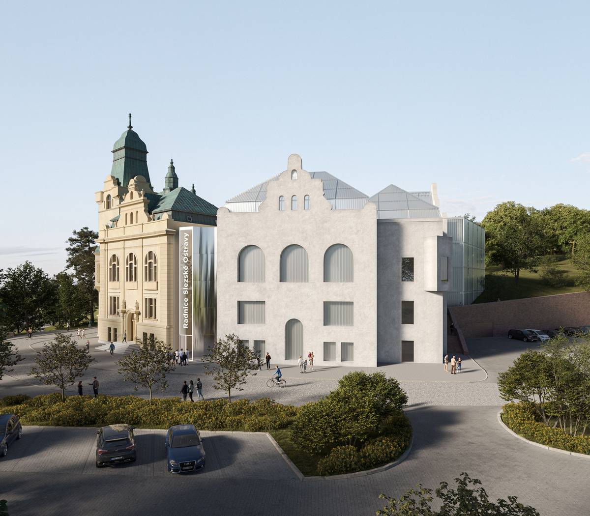 Takto bude vypadat přístavba Slezskoostravské radnice (vizualizace).