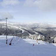 Sobotní výhledy ze sjezdovky ve Špindlerově mlýně.