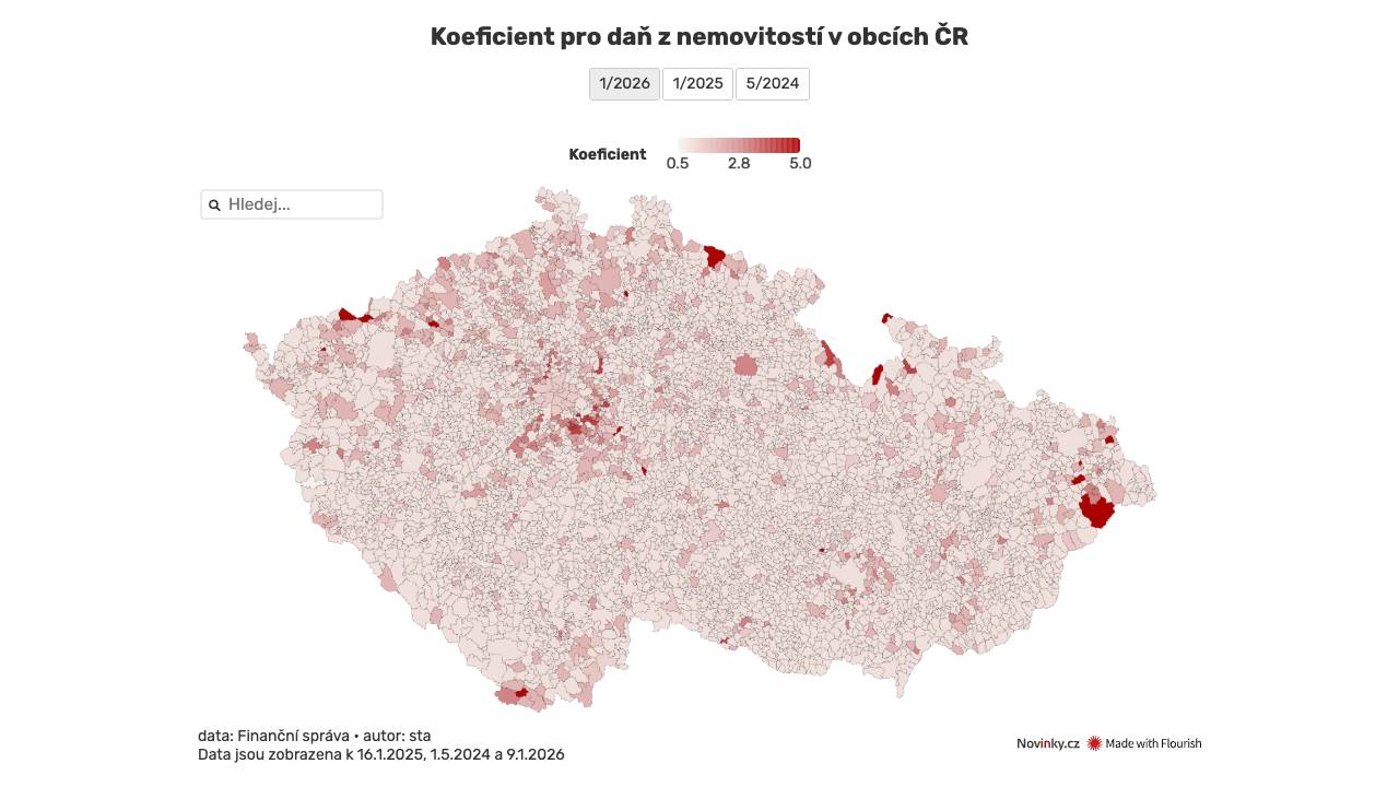 Za chaty daň letos roste, u bytů v některých obcích naopak klesla