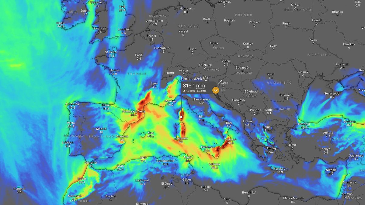 Tlaková níže Harry přinese do Středomoří silné bouřky a záplavy