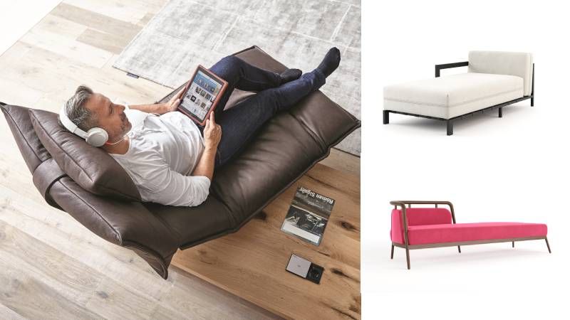 Chaise longue jsou ideálním nábytkovým kouskem pro denní odpočinek v pracovně