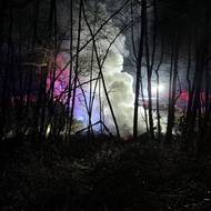 Požár stavební buňky v Provodově na Zlínsku