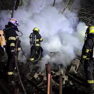 Požár stavební buňky v Provodově na Zlínsku