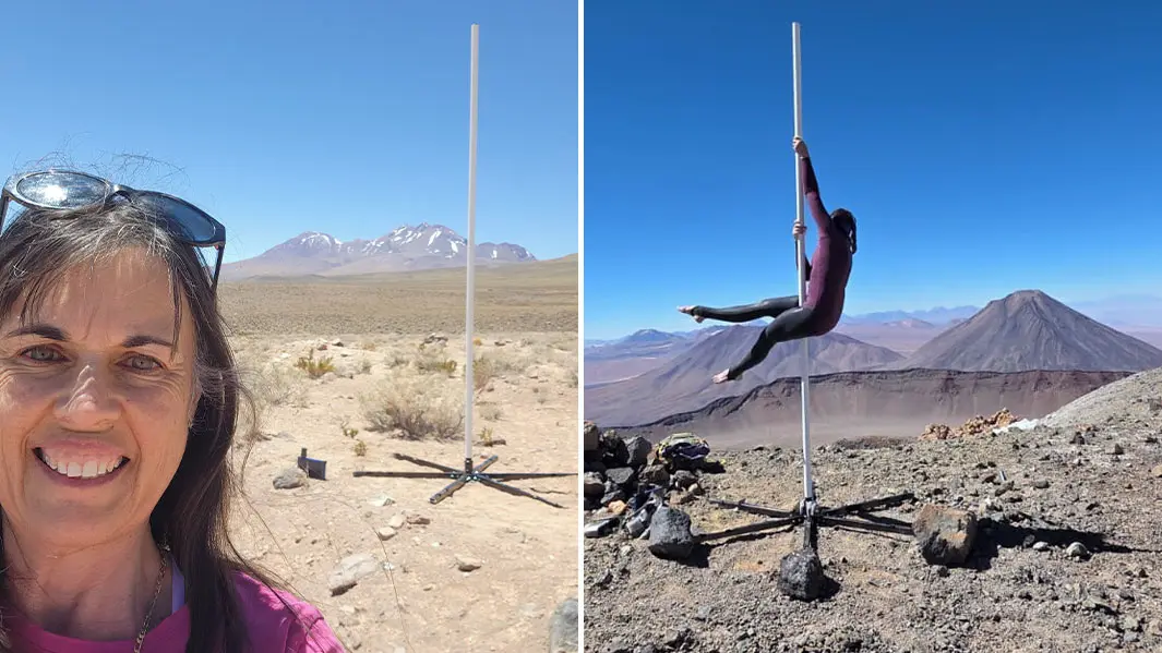 Pole dance v téměř 6000 metrech? Tanečnice se kroutila na chilské sopce