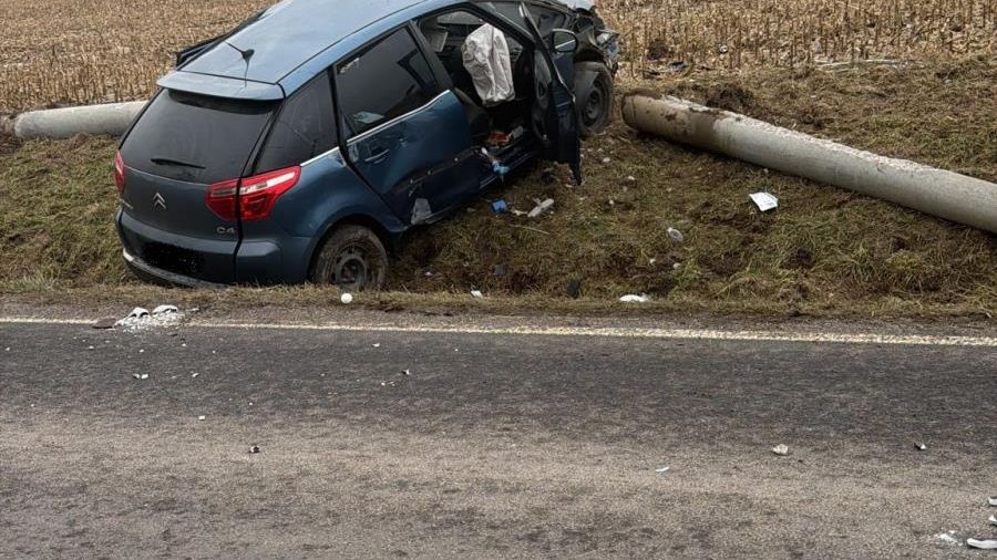 Tragická nehoda na Písecku. Řidička narazila do sloupu elektrického vedení