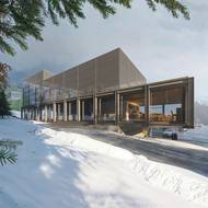 Podoba dolní stanice nové lanovky na Ještěd.