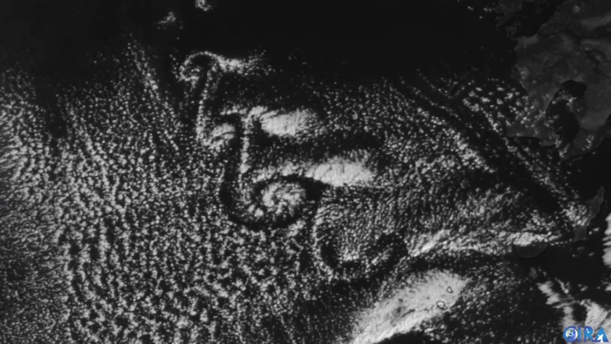 Satelit zachytil ukázkovou Kármánovu vírovou dráhu