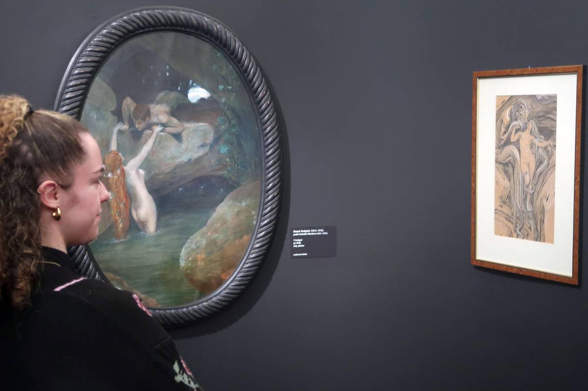 Romantickou podobu podzemí nabízí obraz Beneše Knüpfera V jeskyni.