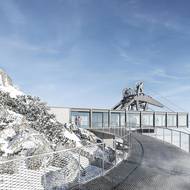 Řešení horní stanice lanovky. 