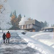 Příchod k dolní stanici od tramvaje.