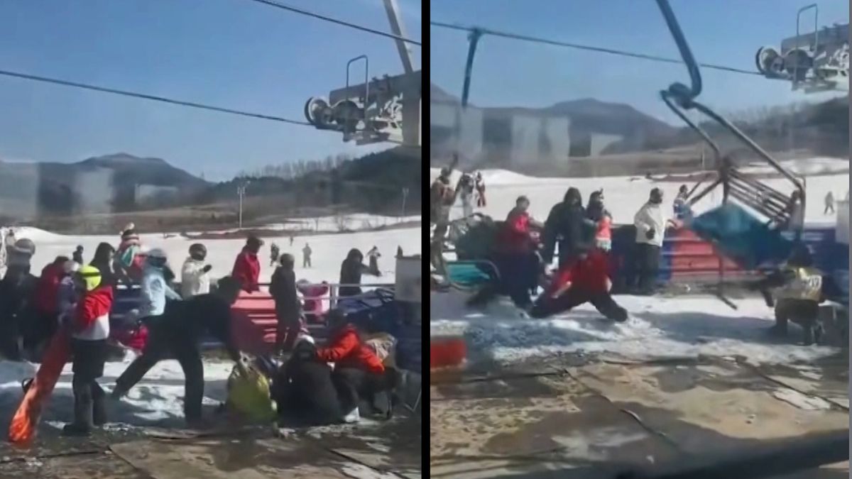 Drama v čínském ski areálu. Sedačky lanovky se řítily dolů, lidé v panice seskakovali