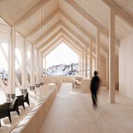 Horská chata se bude nacházet na samém vrcholu. Zhruba ve výšce 2200 metrů nad mořem (vizualizace).