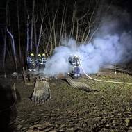 Požár stavební buňky v Provodově na Zlínsku