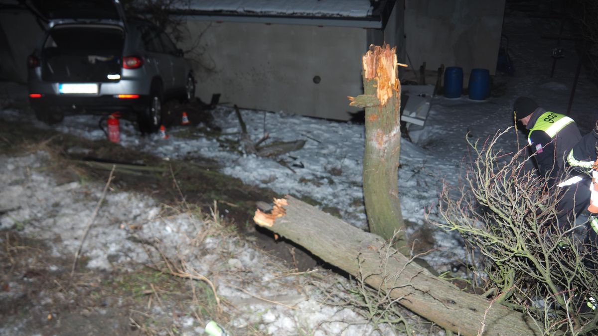 Opilec v autě na Šumpersku projel plotem a srazil strom, zastavila ho až zeď domu