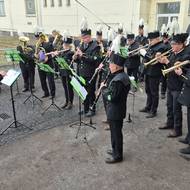 Na slavnostním ukončení těžby nemohla chybět ani hornická kapela. 