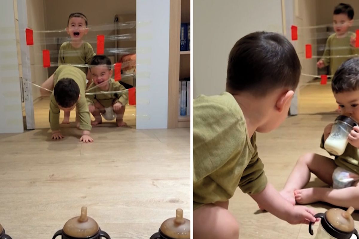 Dojemná solidarita mezi trojčaty. Chlapci museli pro mléko přes překážku, otec natáčel