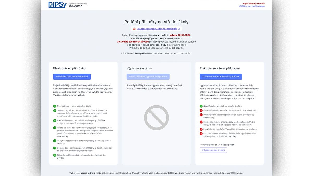 Přihlášky na střední školy: Menší zájem o víceletá gymnázia než loni