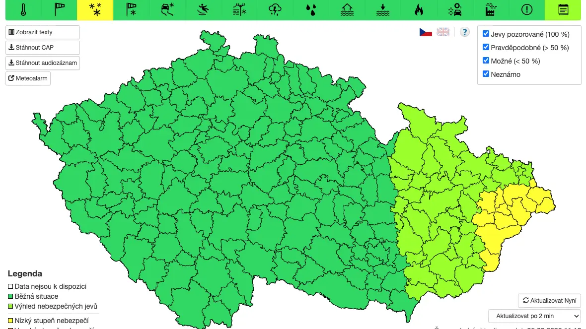 Meteorologové varují před sněžením