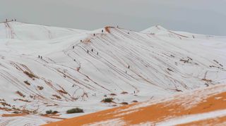Saharské duny znovu zasypal sníh