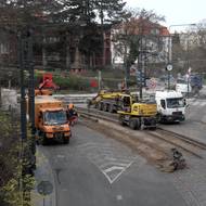 Opravy kolejí u zastávky Chotkovy sady