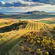 Pálava je tvořená Pavlovskými vrchy, které se tyčí nad vodním dílem Nové Mlýny.