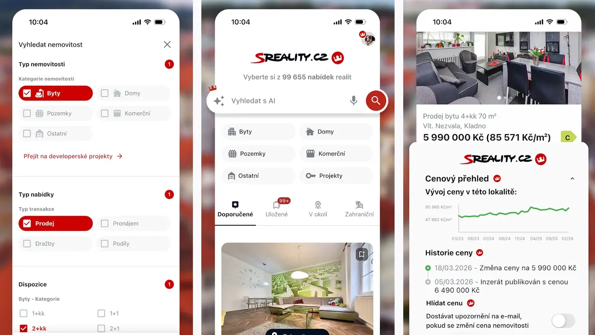Jednodušší použití a okamžité upozornění. Sreality.cz mají novou mobilní aplikaci