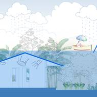 Řez stavbou v době záplav