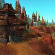 Takto vypadá čtvrť pro hráče Hordy. Jmenuje se Razorwind Shores.