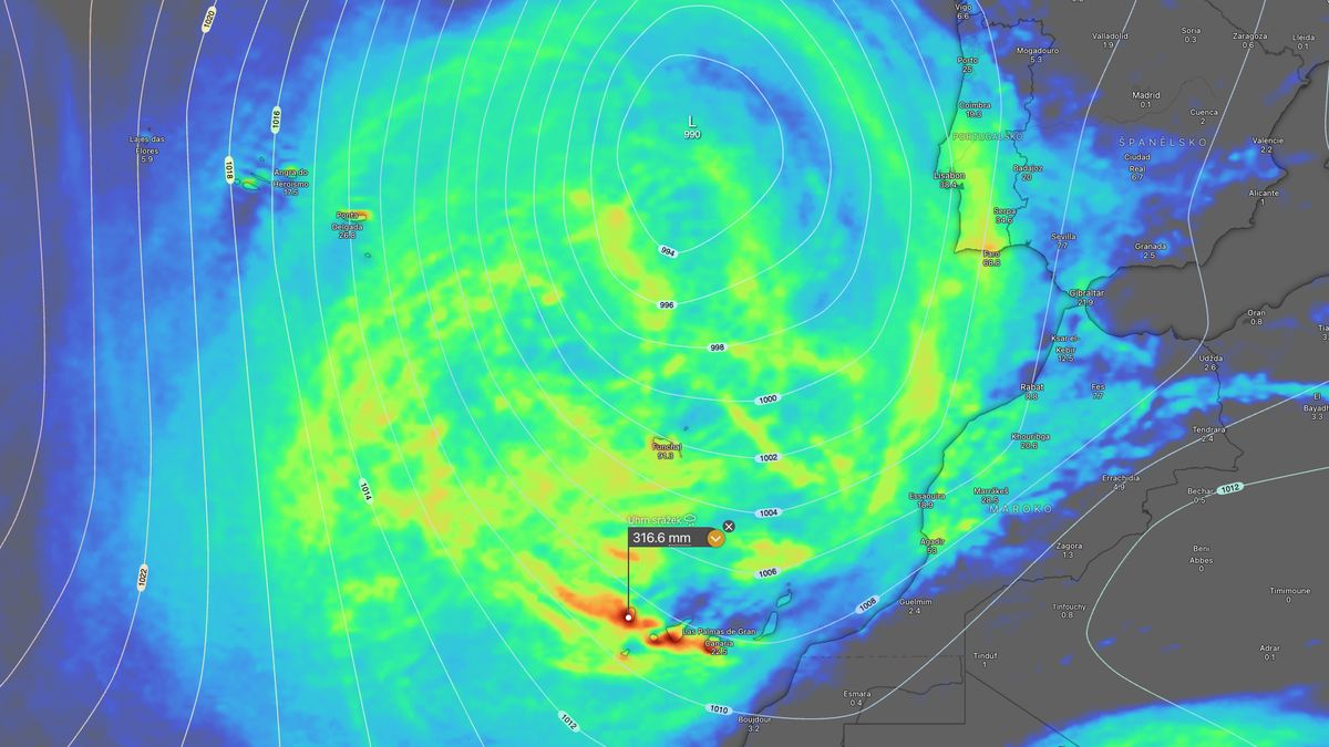 Bouře Therese se žene na Kanáry. Napršet může více než za celý rok