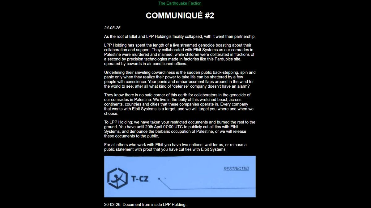 Žháři z Pardubic vydali nový vyděračský dopis