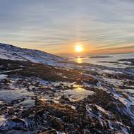 Pohled z hory Quassussuaq (Lille Malene)