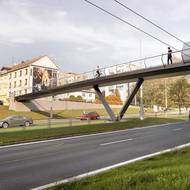 Lávka přes Rokycanskou ulici v Plzni