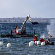 Na řadu přišla těžká technika. Plán byl vykopat keporkakovi příkop ve směru do větší hloubky. Bagry se zároveň snažily obrovské zvíře posouvat.